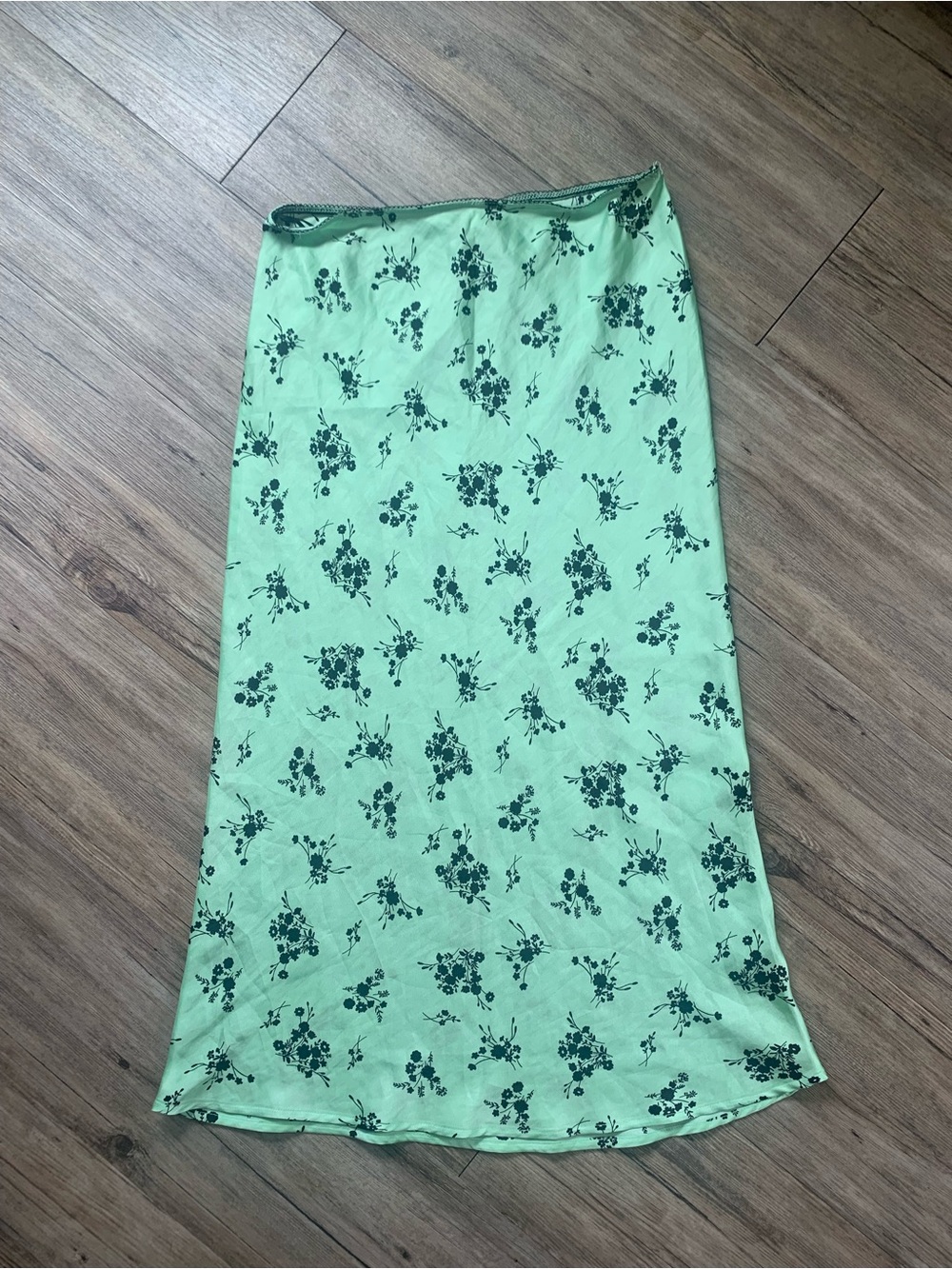 TOPSHOP Mint Green Floral Slip Skirt, size M